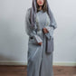 Grey Front Embellished With Feather Abaya